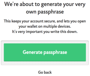 Coin.Psace Generate passphrase